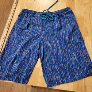 Axcess By Liz Claiborne 100% Cotton Vintage Geometric Blue Knit Elastic Waist